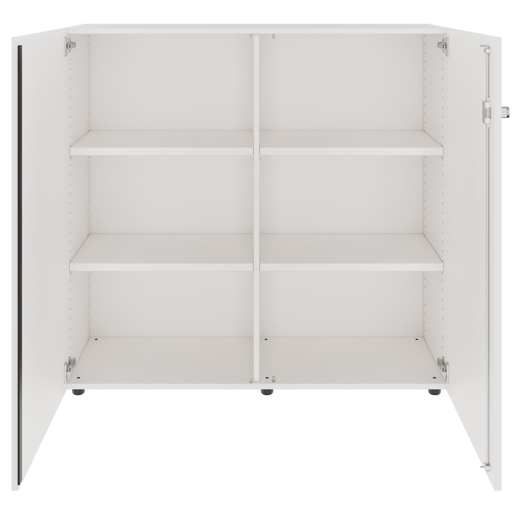 PRO Swing door cabinet | 3 OH, 800 - 1200 x 1140 mm, soft close, white - 3 Main Image