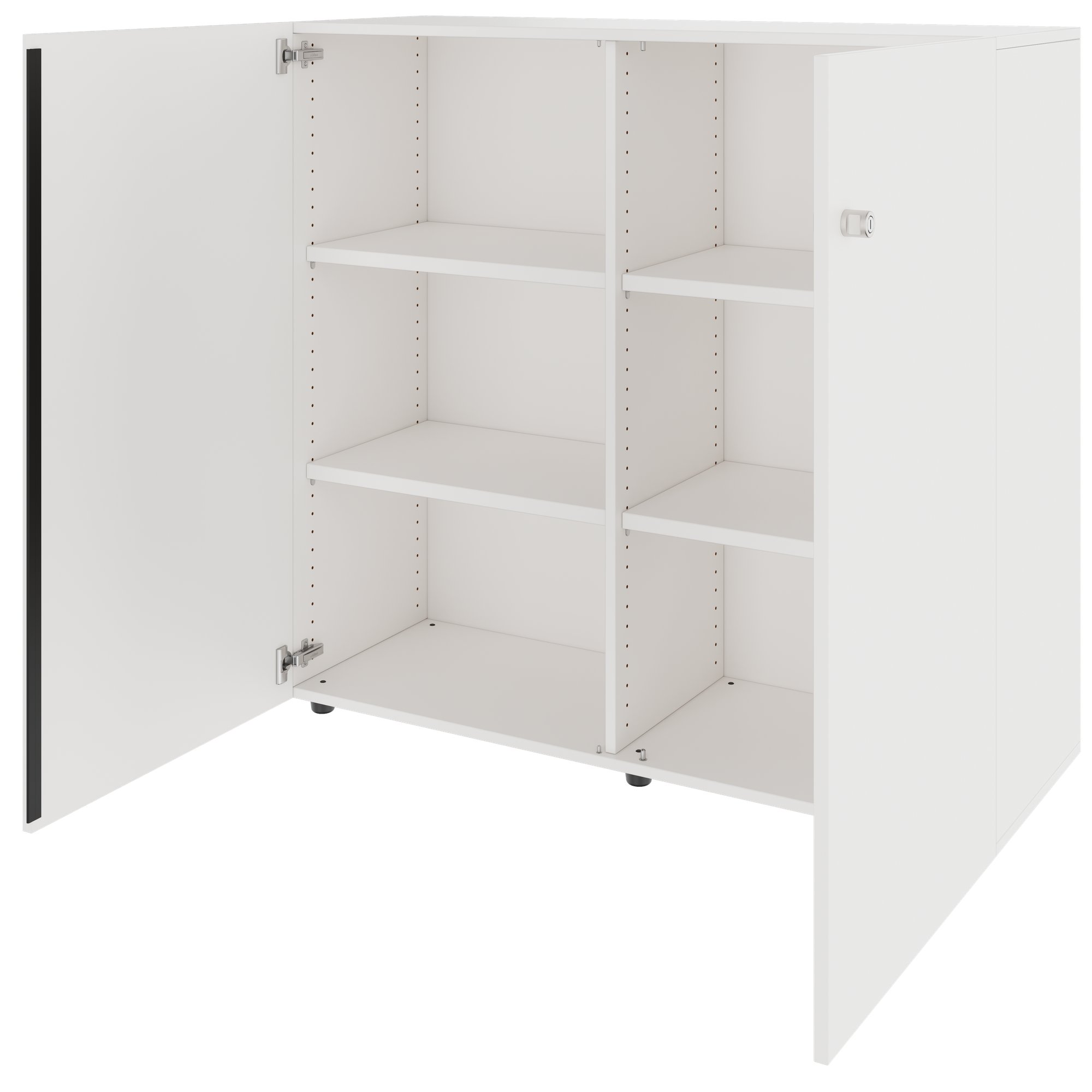 PRO Swing door cabinet | 3 OH, 800 - 1200 x 1140 mm, soft close, white - 4 Main Image