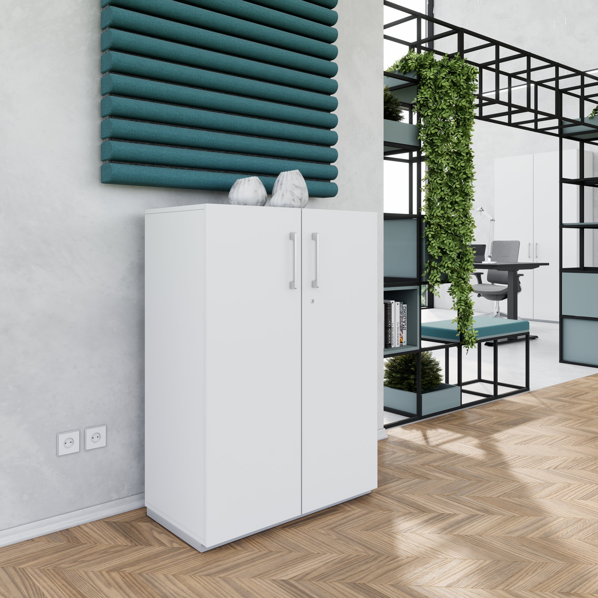 PRO hinged door cabinet | 3 OH, 800 - 1200 x 1140 mm, soft close, gray - 15 Main Image