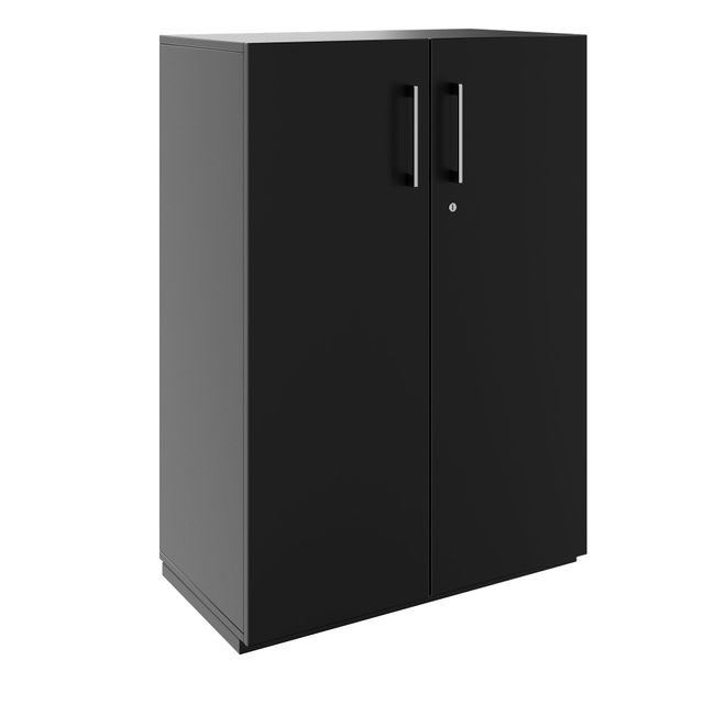 PRO Armoire à portes battantes | 3 hauteurs de classeur, 800 - 1200 x 1140 mm, Soft-Close, Noir  - 1 Main Image