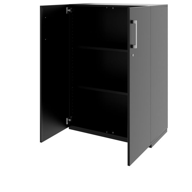 PRO Armoire à portes battantes | 3 hauteurs de classeur, 800 - 1200 x 1140 mm, Soft-Close, Noir  - 4 Main Image