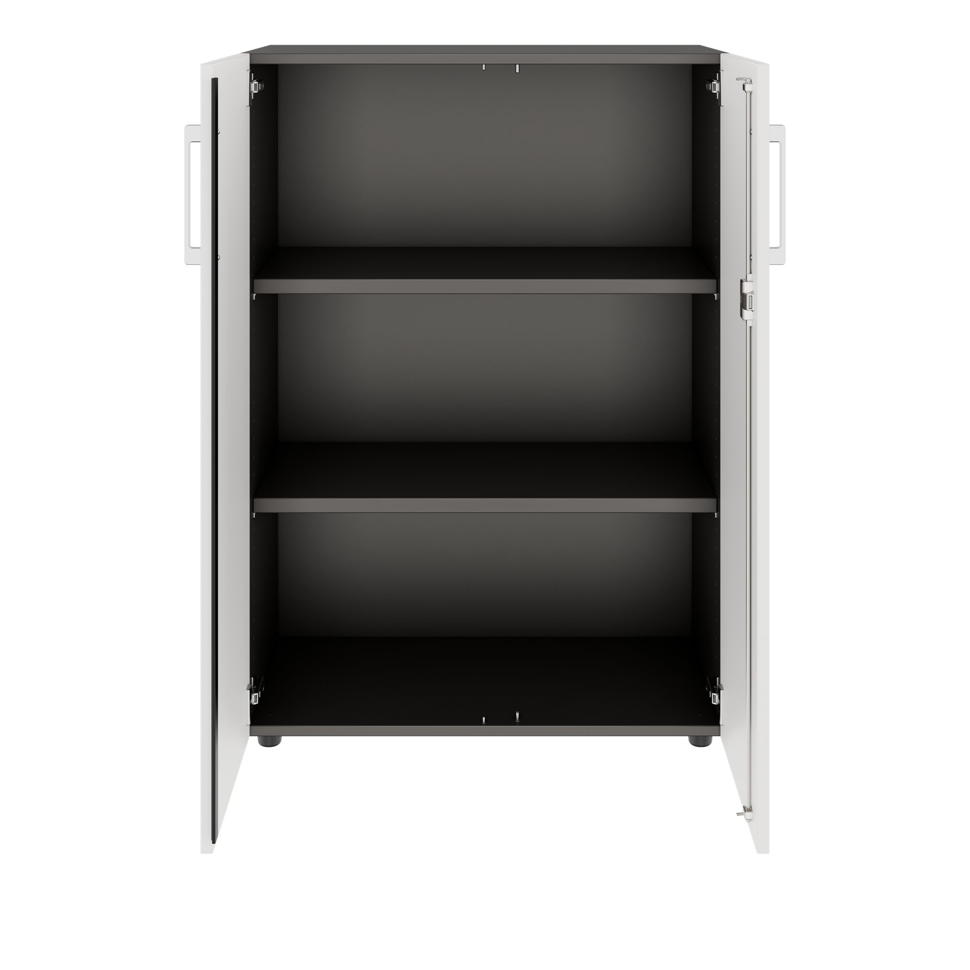 PRO Flügeltürenschrank | 3 OH, 800 - 1200 x 1140 mm, Soft-Close, Graphit / Weiß - 3 Main Image
