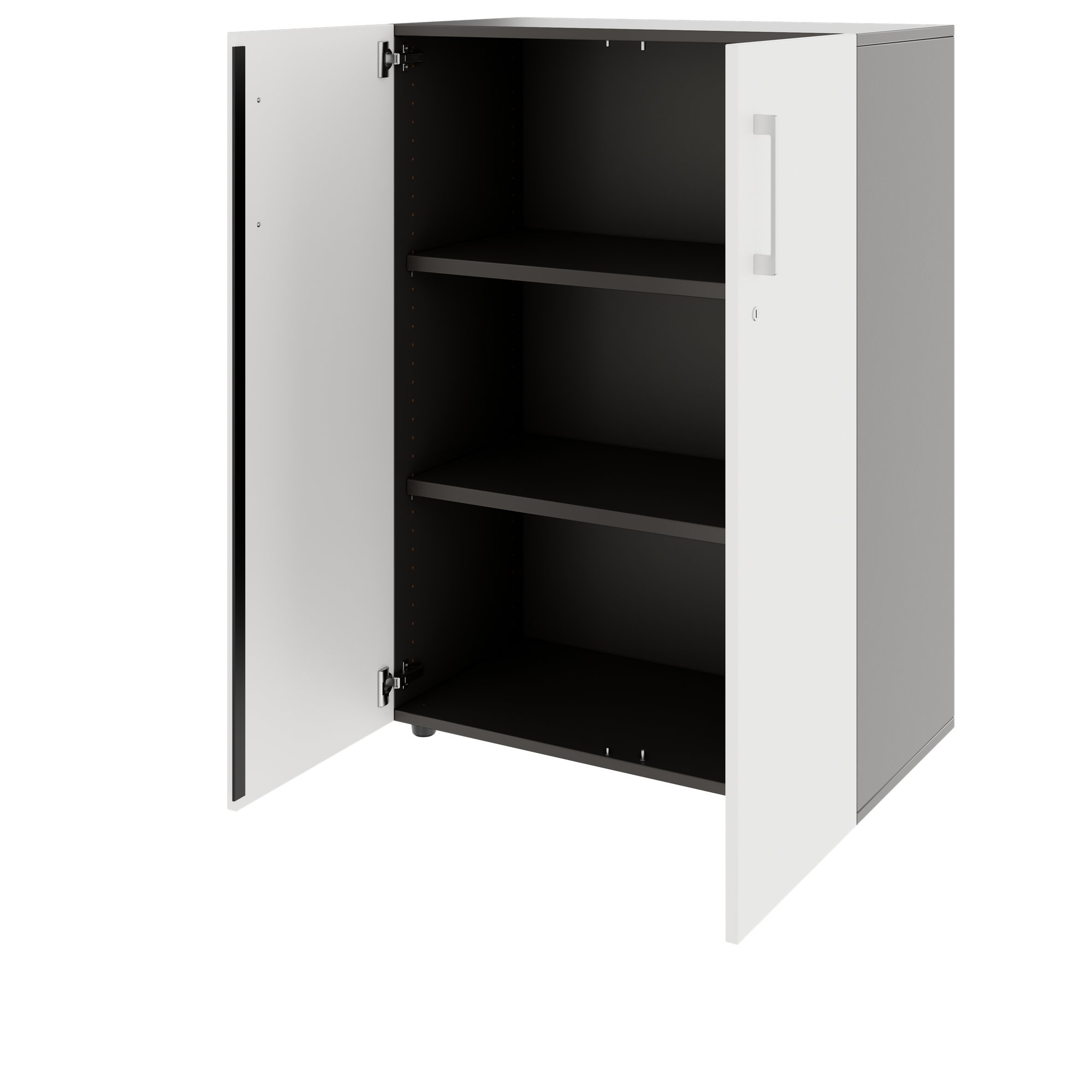PRO Flügeltürenschrank | 3 OH, 800 - 1200 x 1140 mm, Soft-Close, Graphit / Weiß - 4 Main Image