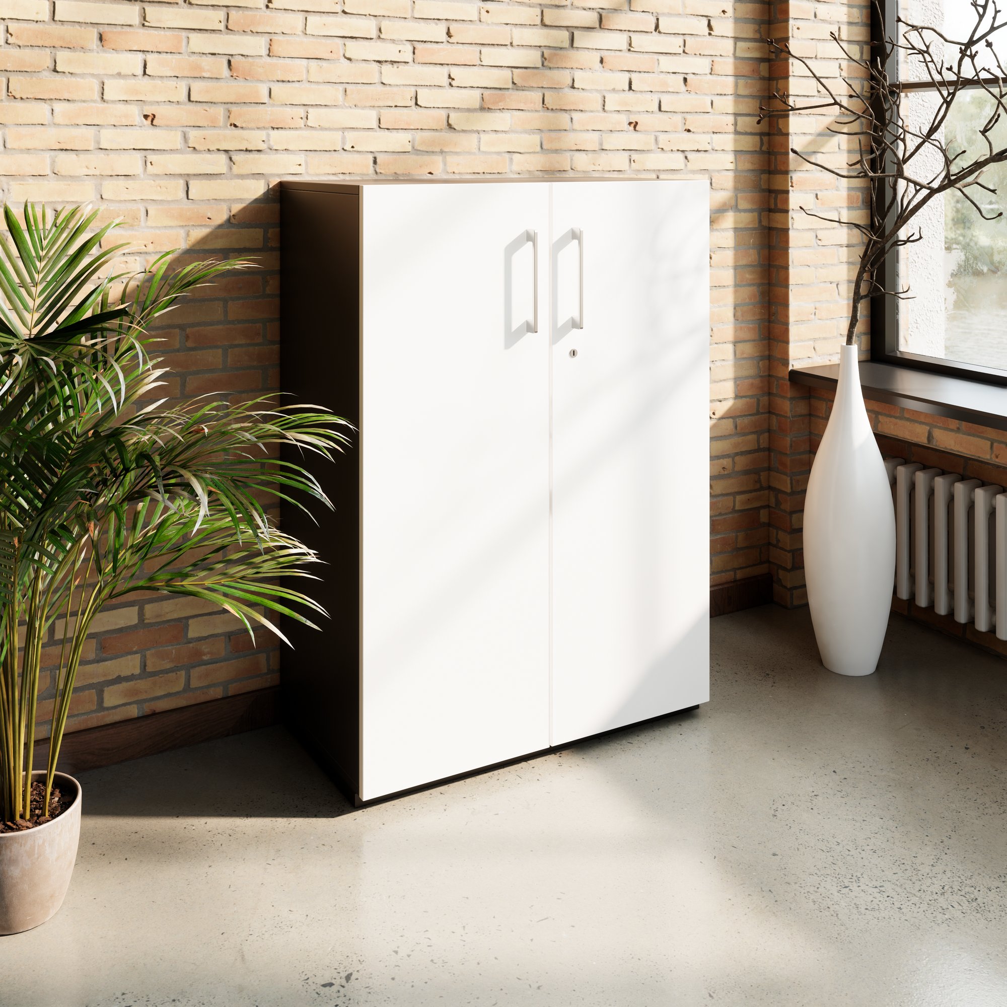 PRO Flügeltürenschrank | 3 OH, 800 - 1200 x 1140 mm, Soft-Close, Graphit / Weiß - 15 Main Image