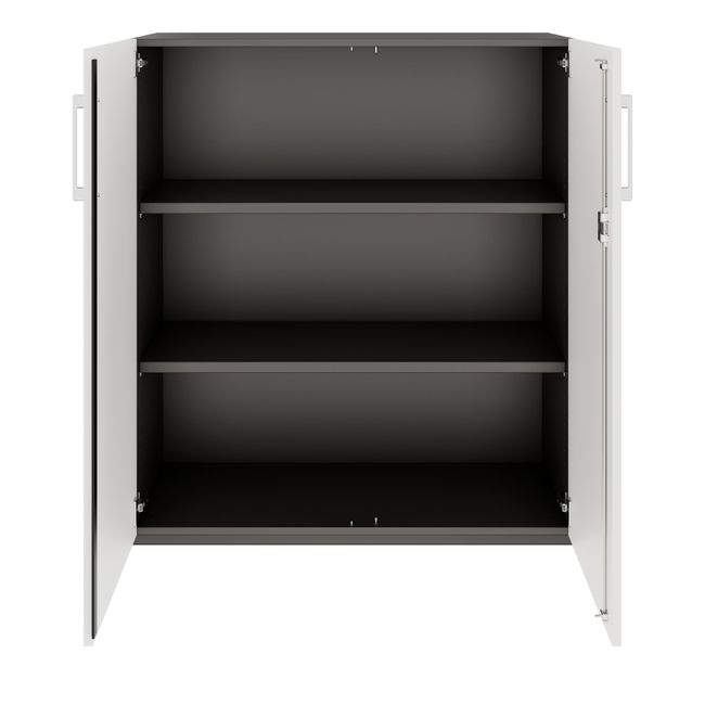 PRO Flügeltürenschrank | 3 OH, 800 - 1200 x 1140 mm, Soft-Close, Graphit / Weiß