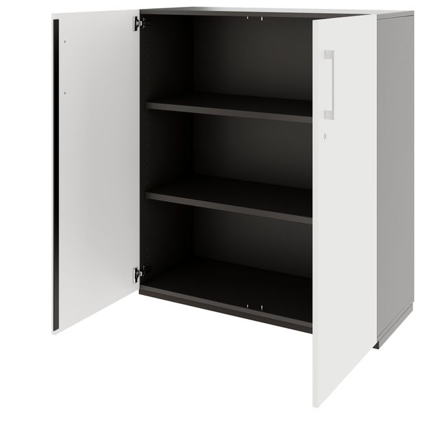 PRO Flügeltürenschrank | 3 OH, 800 - 1200 x 1140 mm, Soft-Close, Graphit / Weiß