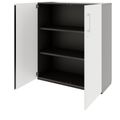 PRO Flügeltürenschrank | 3 OH, 800 - 1200 x 1140 mm, Soft-Close, Graphit / Weiß