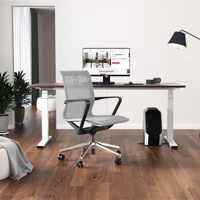 PROV Bürodrehstuhl | Atmungsaktiver Netzrücken, Wippmechanik, Schwarz