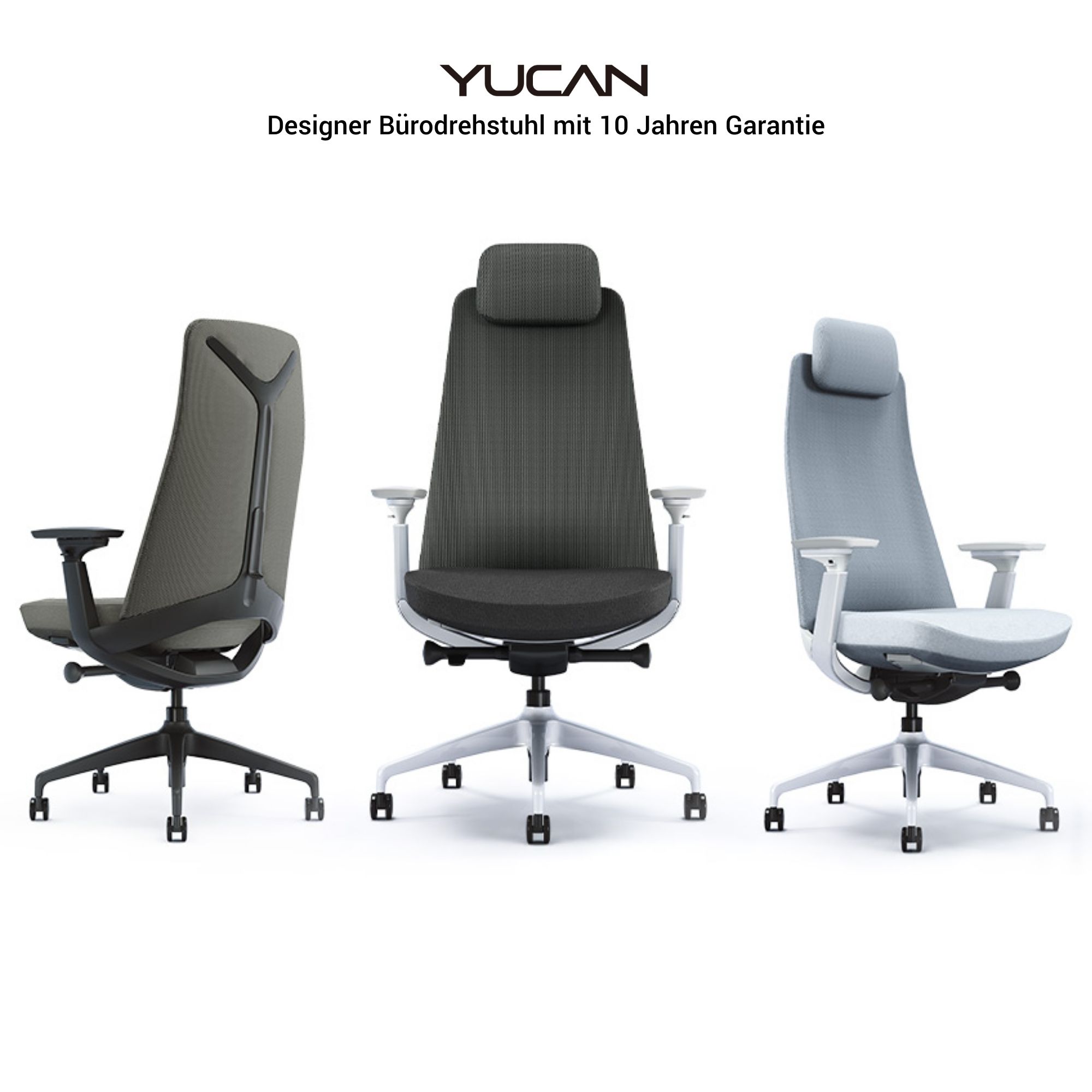 YUCAN Chaise oscillante de bureau | Accoudoirs 4d, mécanique synchrone, gris argenté - 13 Main Image