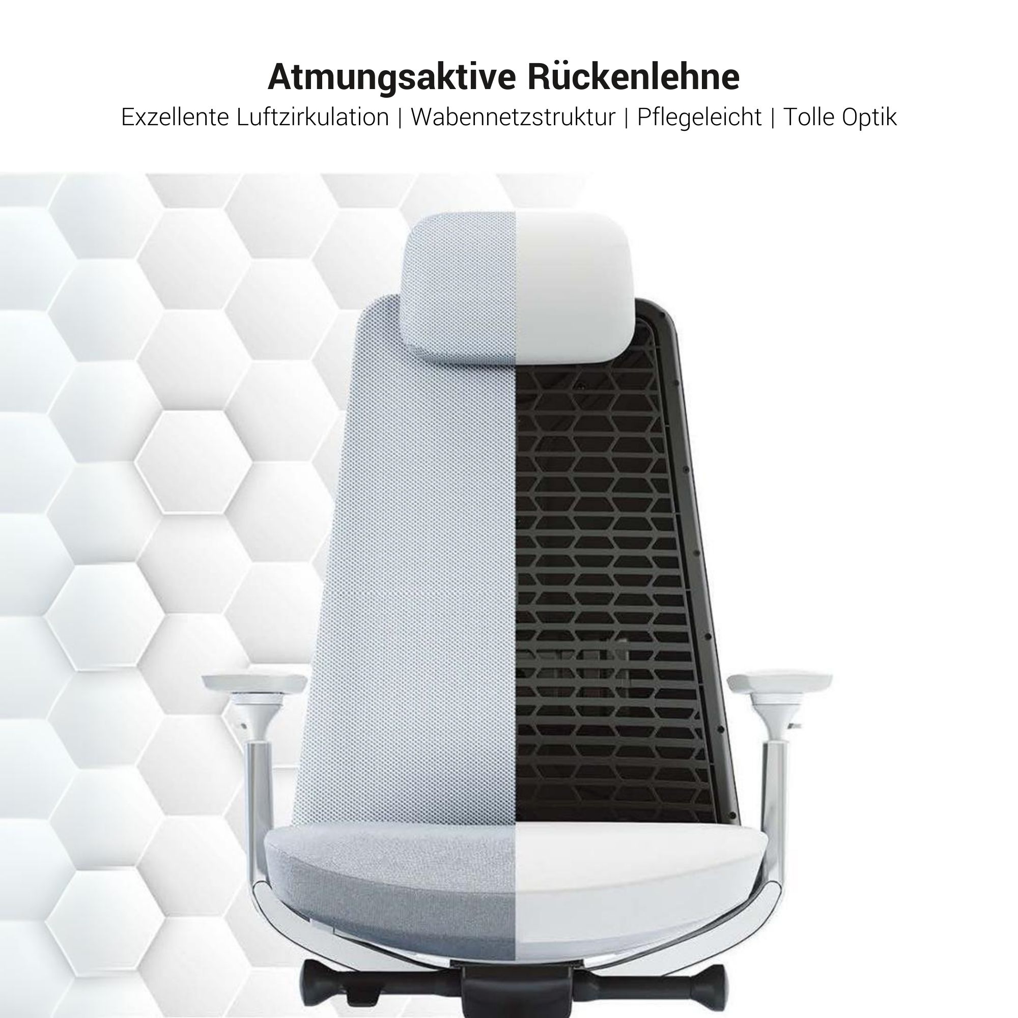 YUCAN Chaise oscillante de bureau | Accoudoirs 4d, mécanique synchrone, gris argenté - 14 Main Image