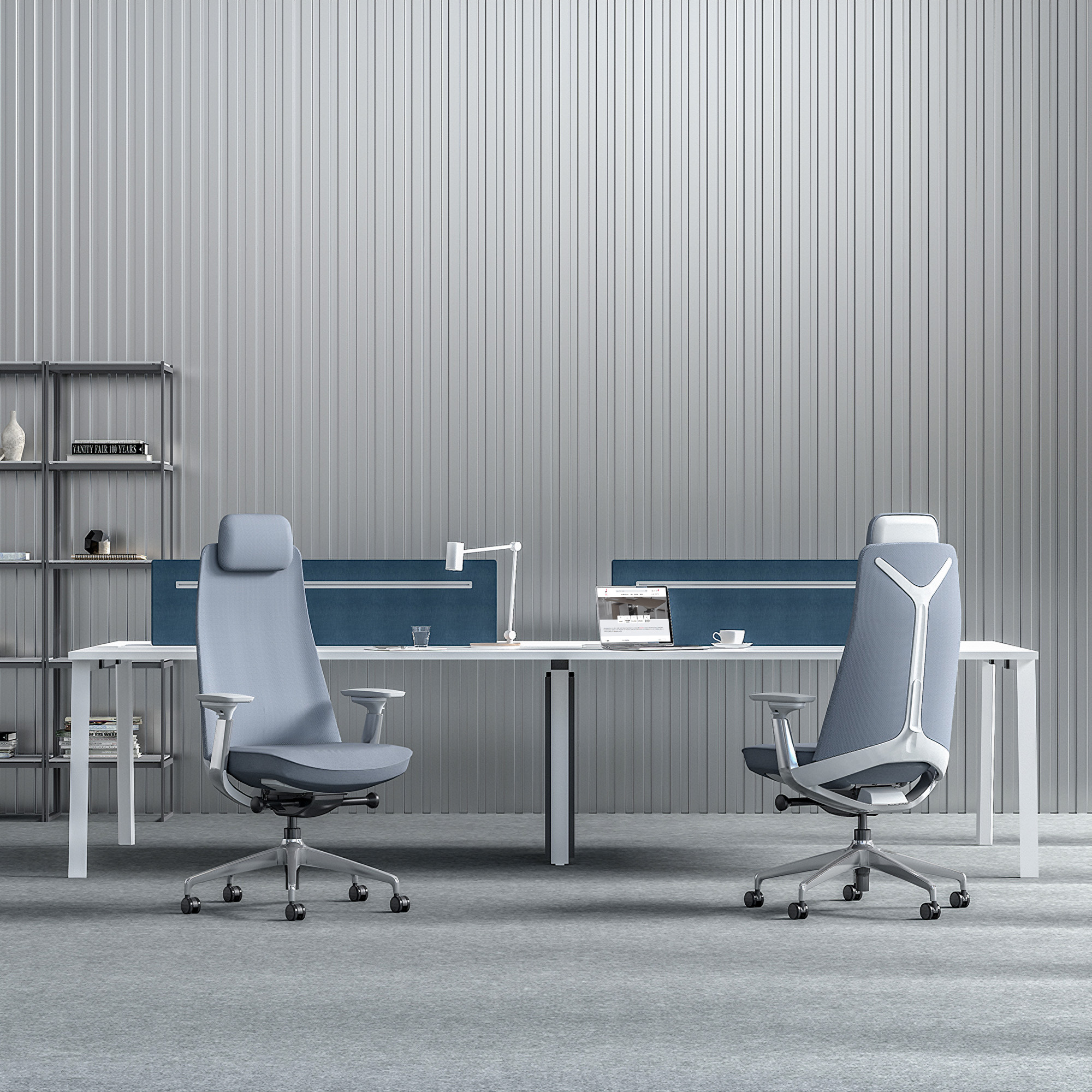 YUCAN Chaise oscillante de bureau | Accoudoirs 4d, mécanique synchrone, gris argenté - 5 Main Image