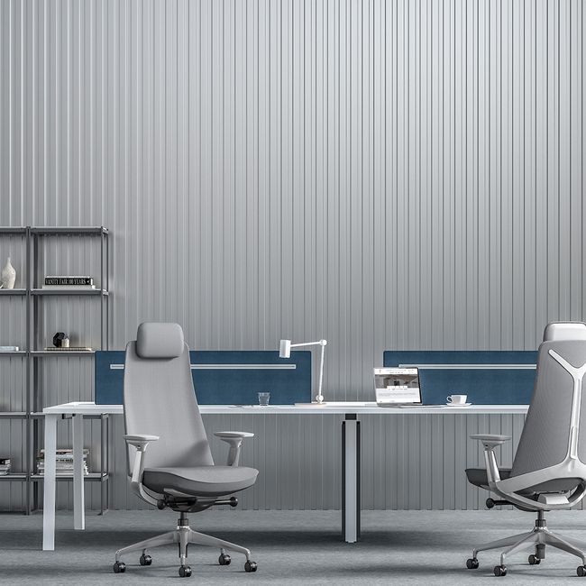 YUCAN Bürodrehstuhl | 4D-Armlehnen, Synchronmechanik, Silbergrau