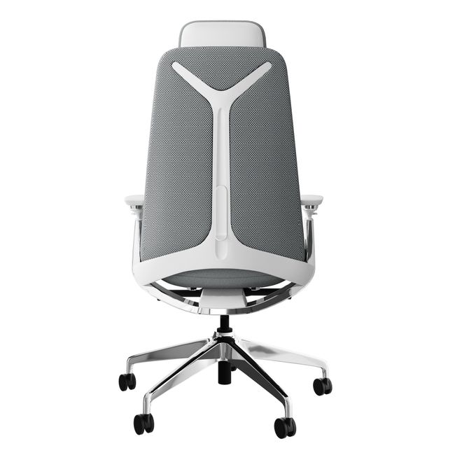 YUCAN Bürodrehstuhl | 4D-Armlehnen, Synchronmechanik, optionale Kopfstütze, Silbergrau