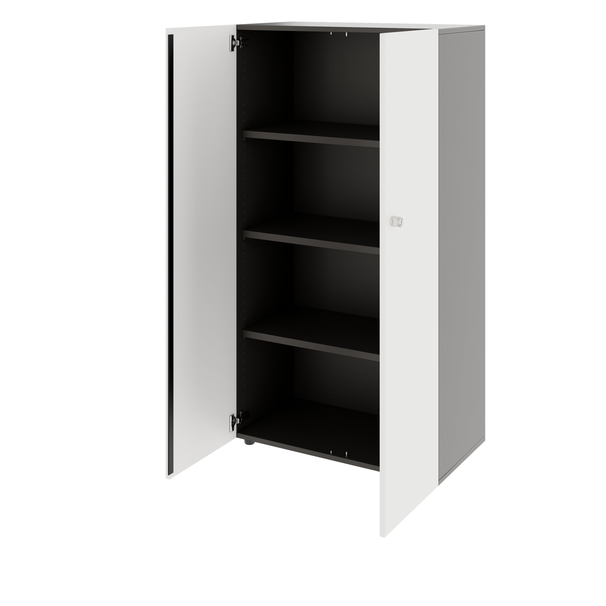PRO Swing door cabinet | 4 U, 800 - 1200 x 1510 mm, soft close, graphite/white - 4 Main Image