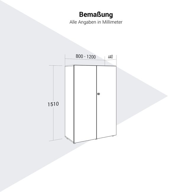 PRO Flügeltürenschrank | 4 OH, 800 - 1200 x 1510 mm, Soft-Close, Graphit / Weiß