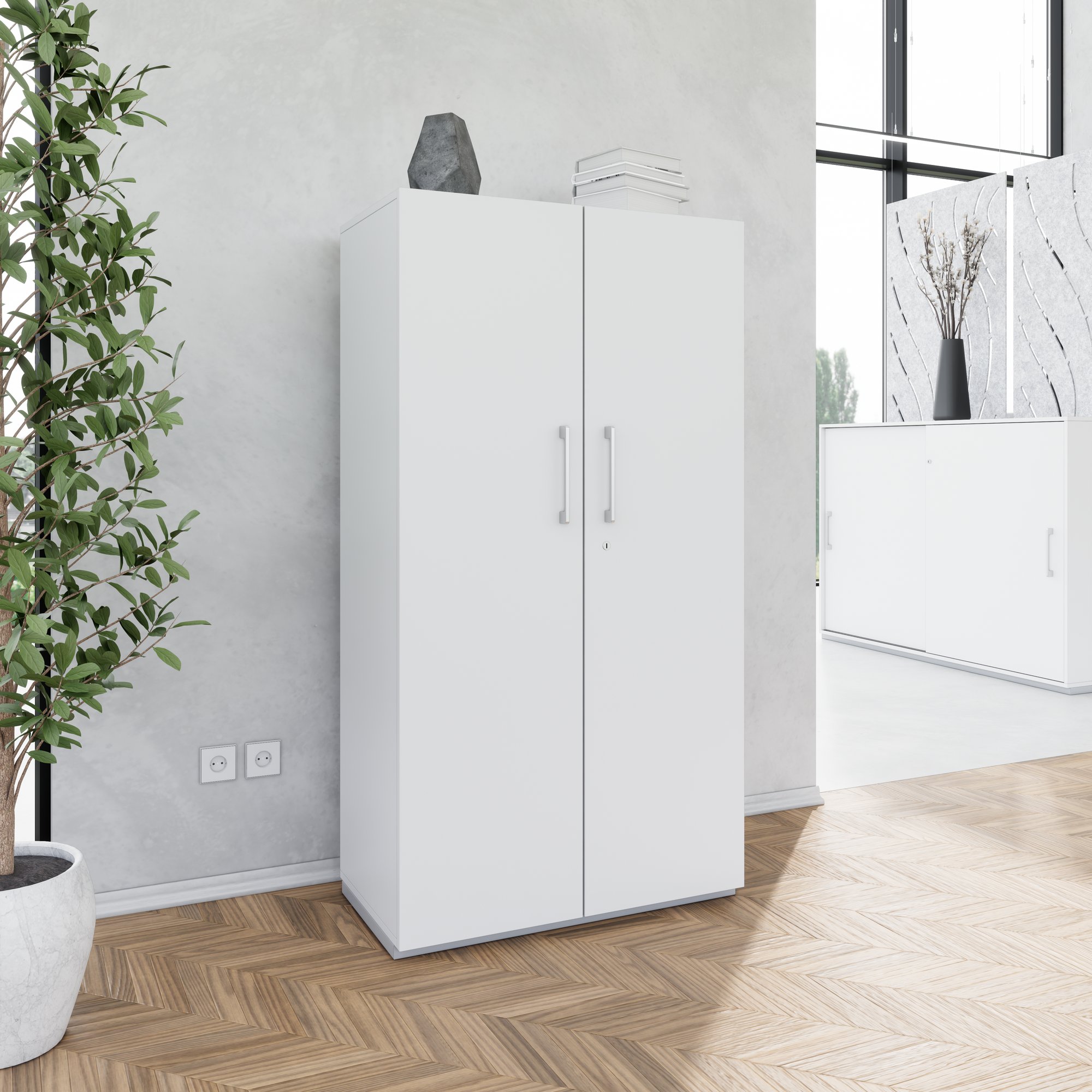 PRO hinged door cabinet | 4 OH, 800 - 1200 x 1510 mm, soft close, gray - 15 Main Image