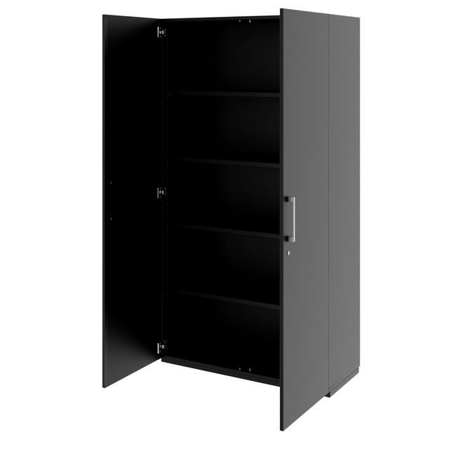 PRO Flügeltürenschrank | 5 OH, 800 - 1200 x 1880 mm, Soft-Close, Schwarz