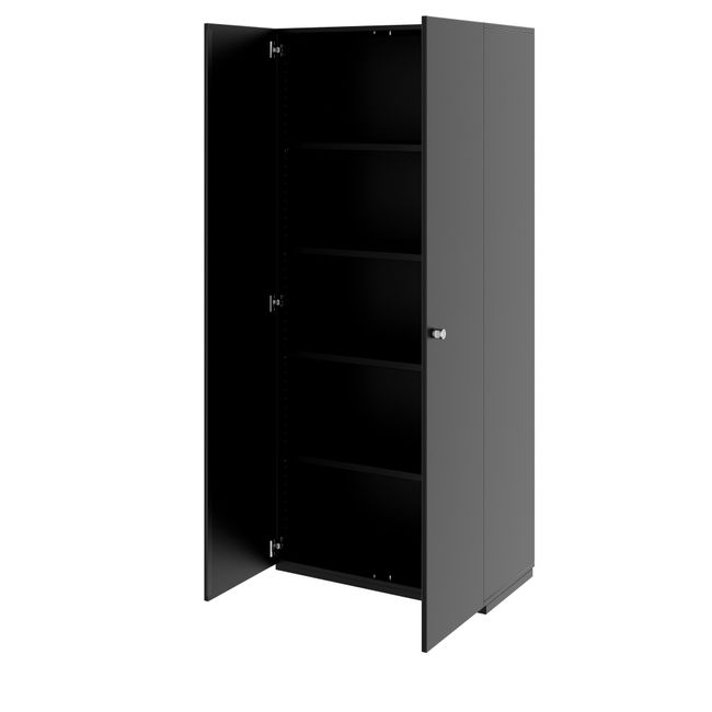 PRO hinged door cabinet | 5 OH, 800 - 1200 x 1880 mm, soft close, black - 4 Main Image