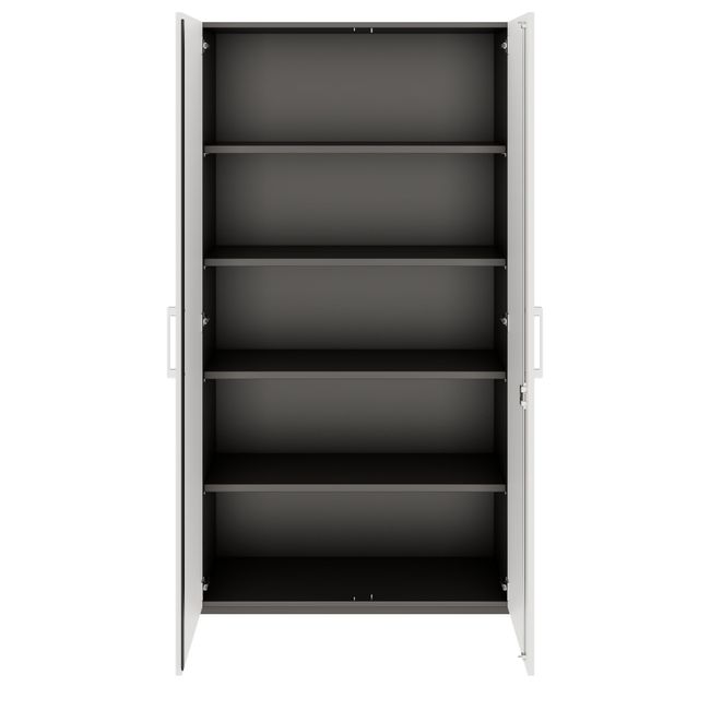 PRO Flügeltürenschrank | 5 OH, 800 - 1200 x 1880 mm, Soft-Close, Graphit / Weiß