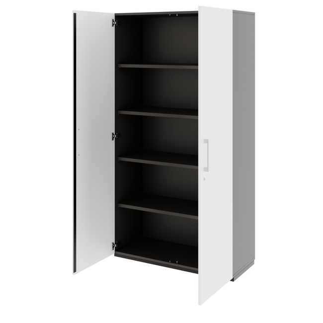 PRO Flügeltürenschrank | 5 OH, 800 - 1200 x 1880 mm, Soft-Close, Graphit / Weiß