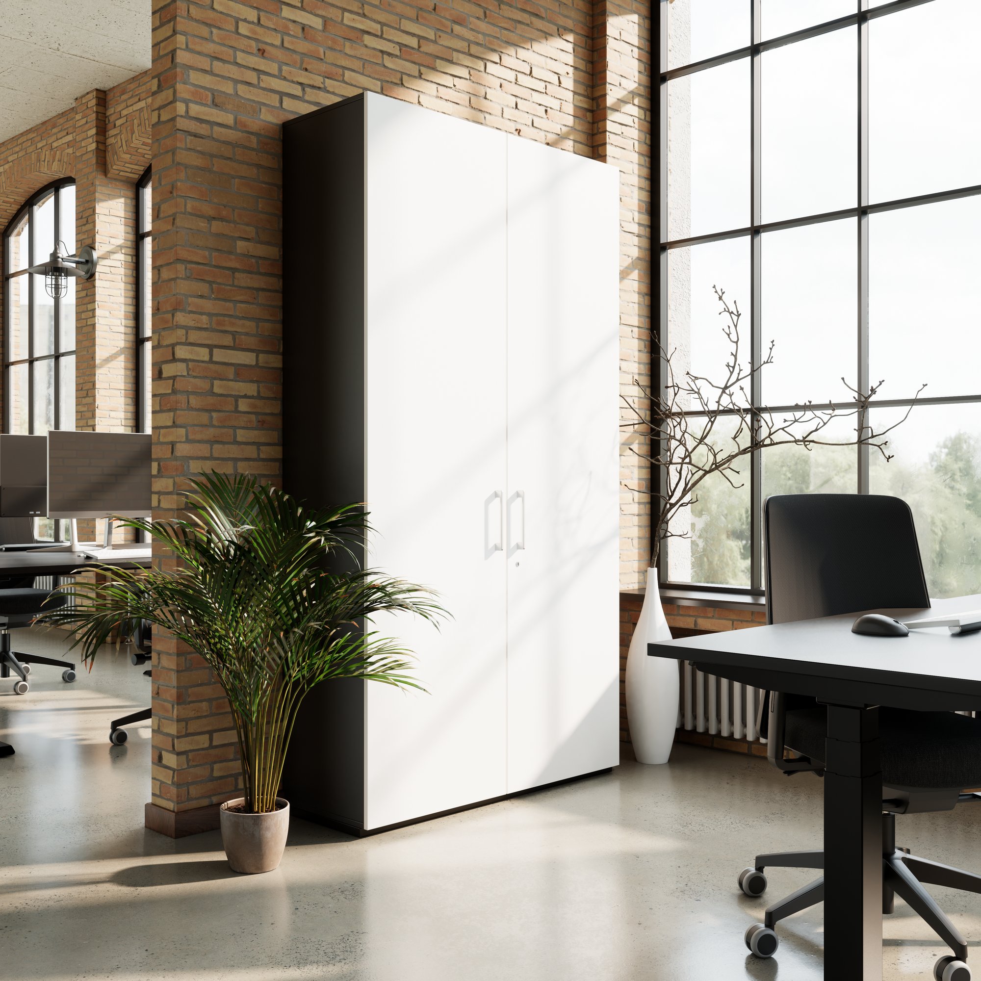 PRO Cabinetto per porte dell'ala | 6 OH, 800 - 1200 x 2250 mm, morbido -close, grafite / bianco - 1 Main Image
