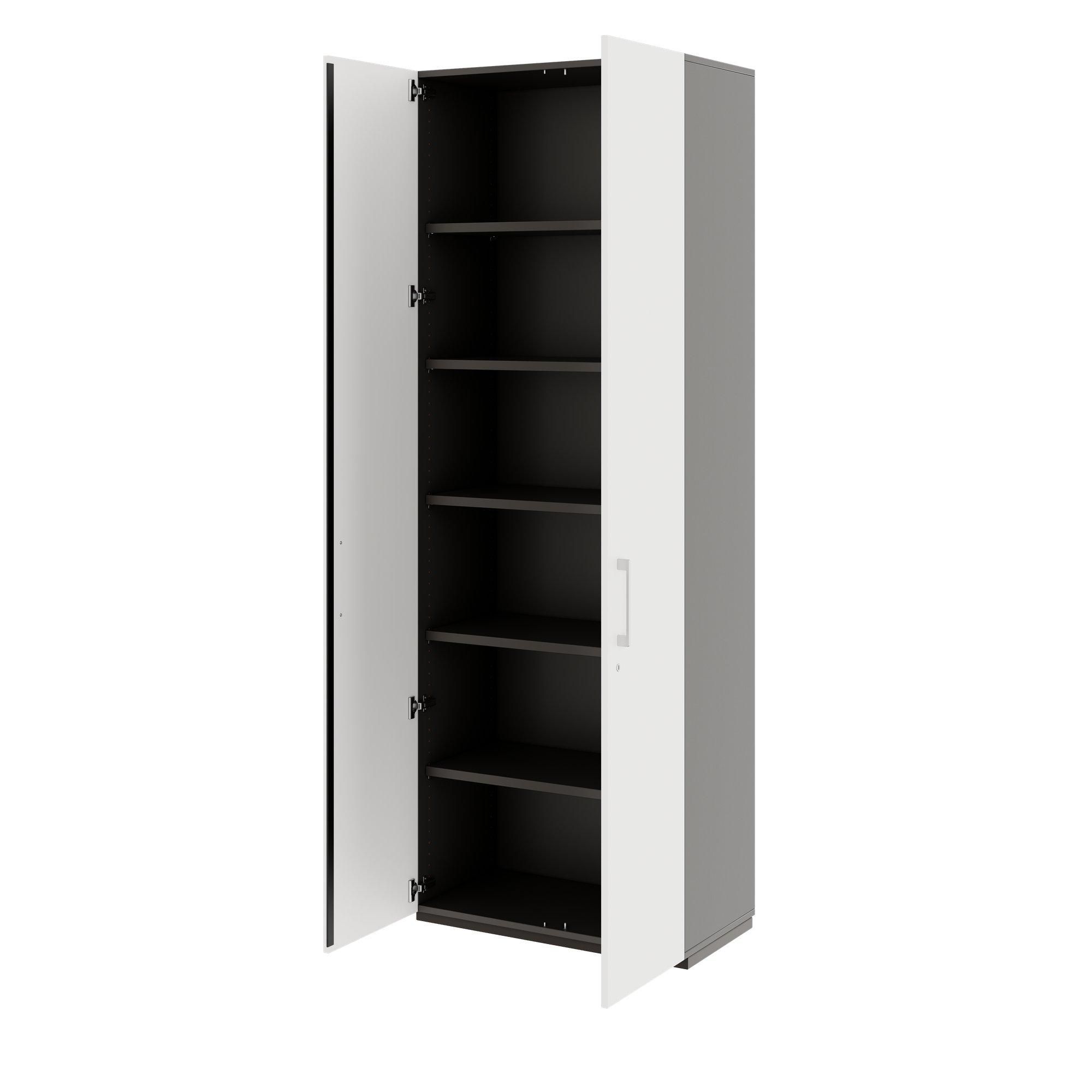 PRO Wing door cabinet | 6 Oh, 800 - 1200 x 2250 mm, soft -close, graphite / white - 4 Main Image