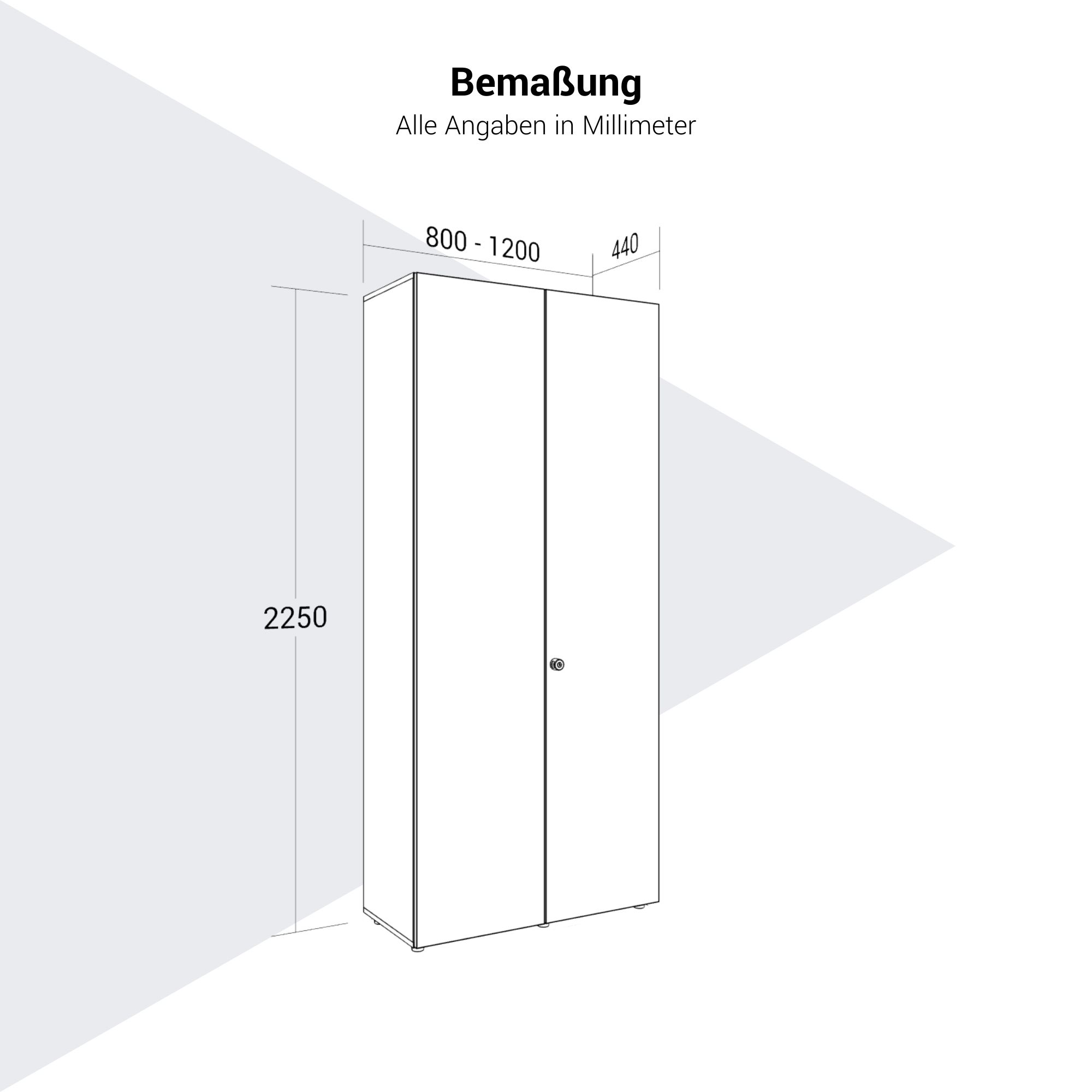 PRO Wing door cabinet | 6 Oh, 800 - 1200 x 2250 mm, soft -close, graphite / white - 14 Main Image