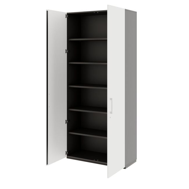 PRO Flügeltürenschrank | 6 OH, 800 - 1200 x 2250 mm, Soft-Close, Graphit / Weiß