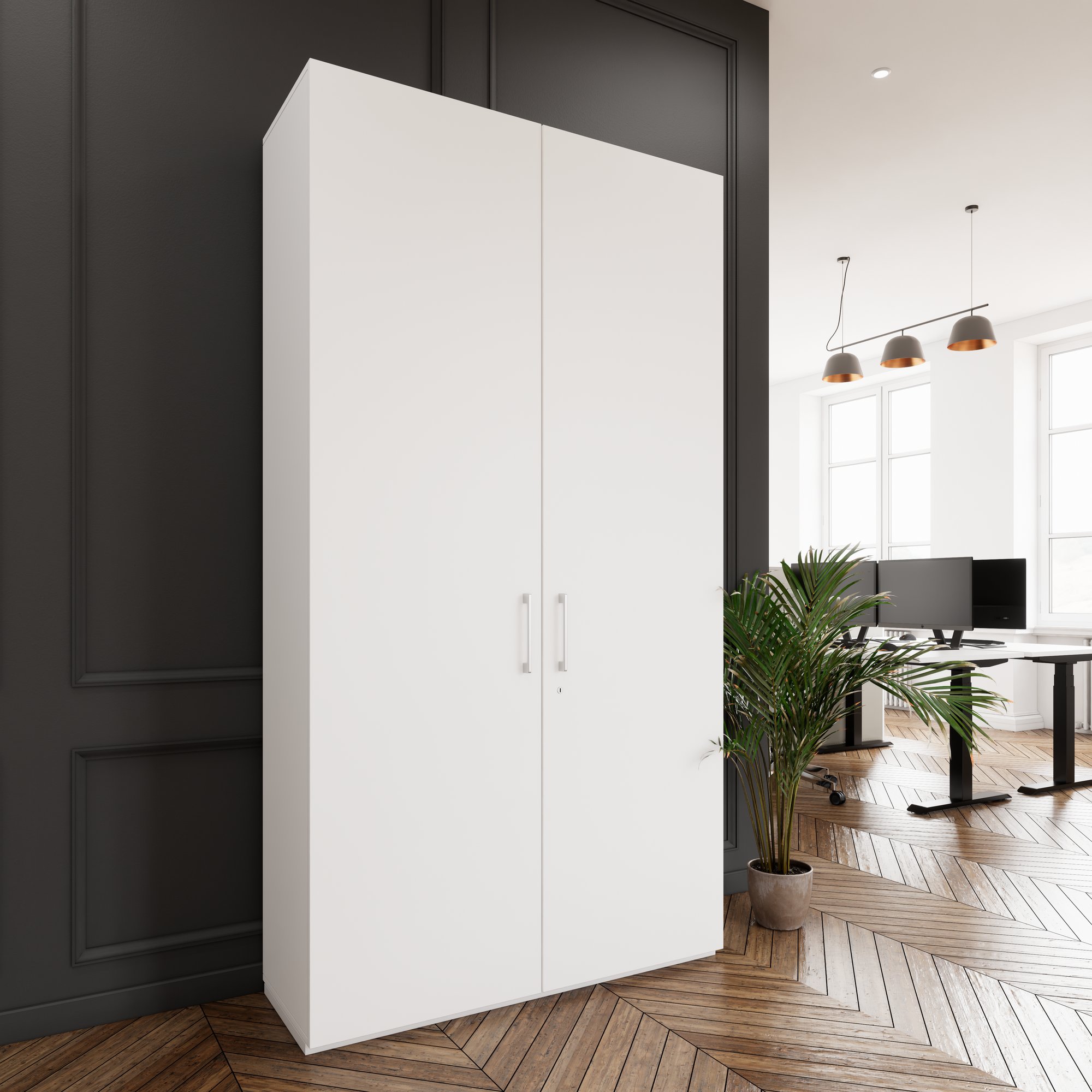 PRO hinged door cabinet | 6 OH, 800 - 1200 x 2250 mm, soft close, white - 15 Main Image