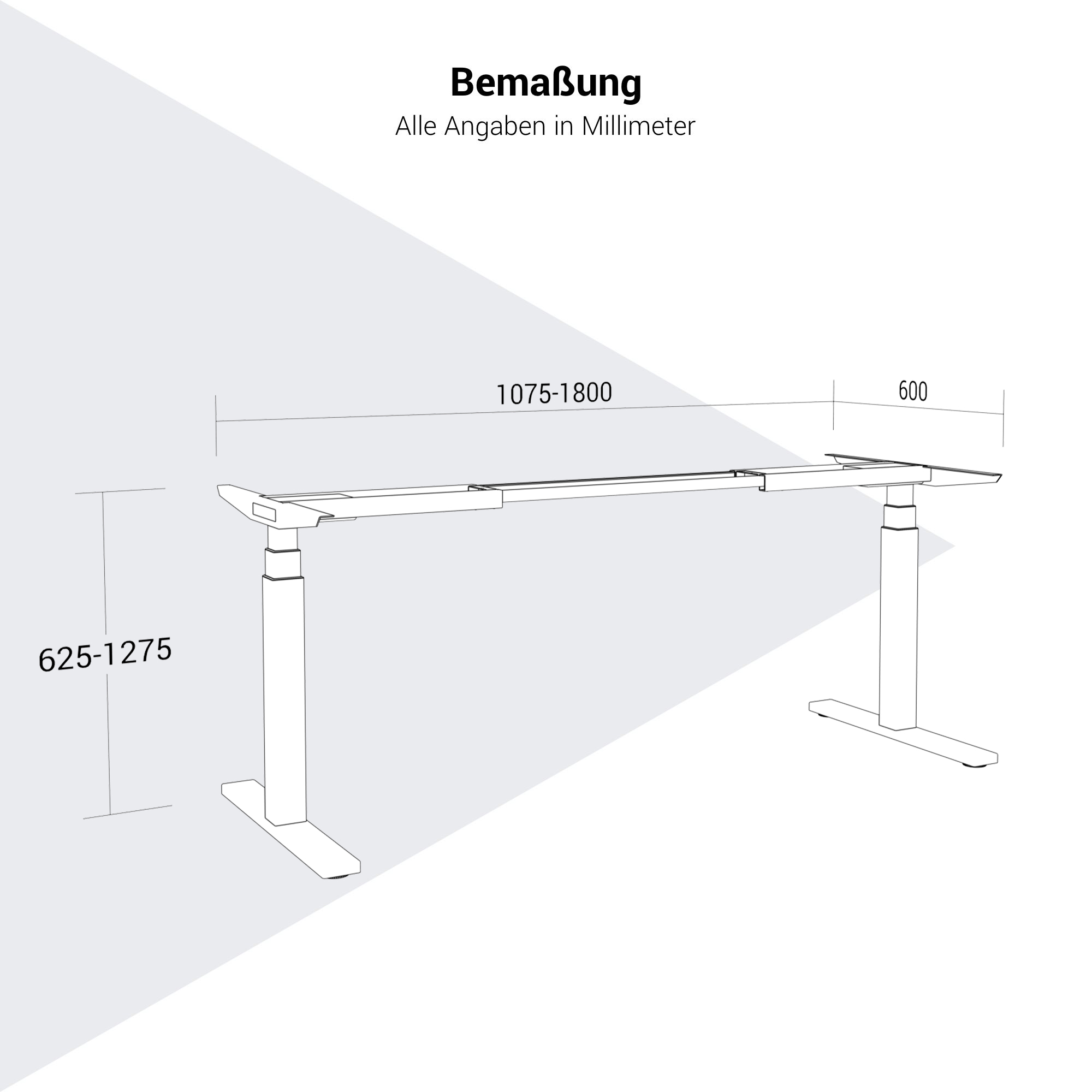 TELDRA Pro Motortisch-Gestell | 1200 - 1800 mm, elektrisch höhenverstellbar - 2 Main Image