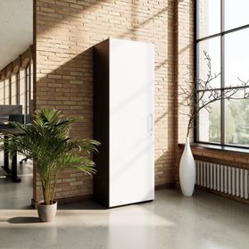 PRO Flügeltürenschrank | 5 OH, 400 - 600 x 1880 mm, Soft-Close, Graphit / Weiß