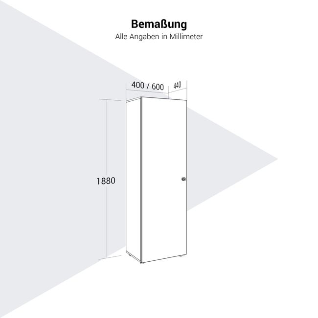 PRO Flügeltürenschrank | 5 OH, 400 - 600 x 1880 mm, Soft-Close, Grau