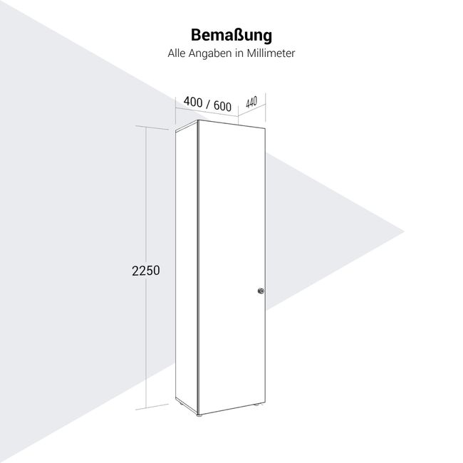 PRO Flügeltürenschrank | 6 OH, 400 - 600 x 2250 mm, Soft-Close, Grau