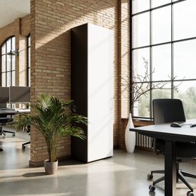 PRO Flügeltürenschrank | 6 OH, 400 - 600 x 2250 mm, Soft-Close, Graphit / Weiß