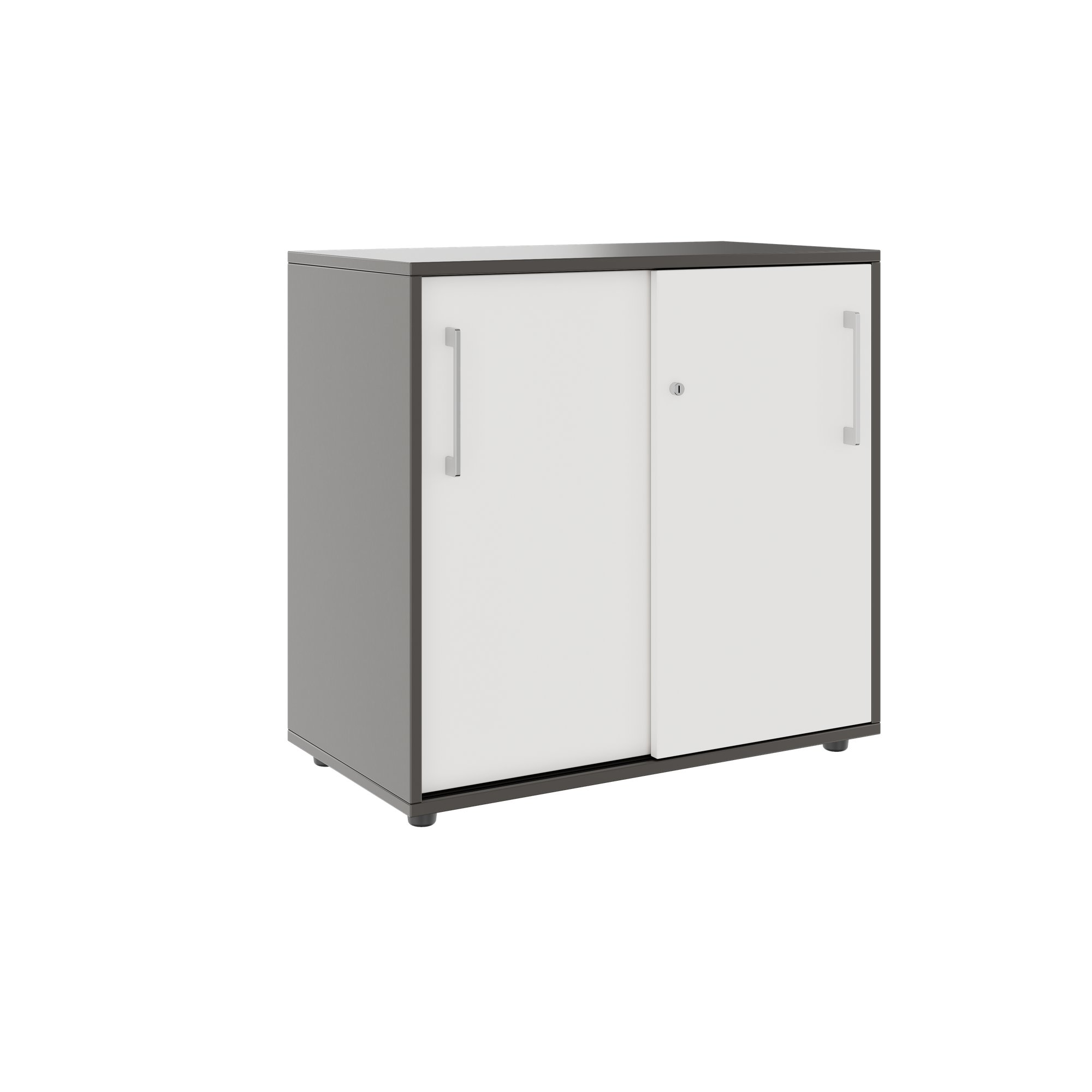 PRO Sliding door cabinet | 2 Oh, 800 - 1600 x 770 mm, graphite / white - 1 Main Image