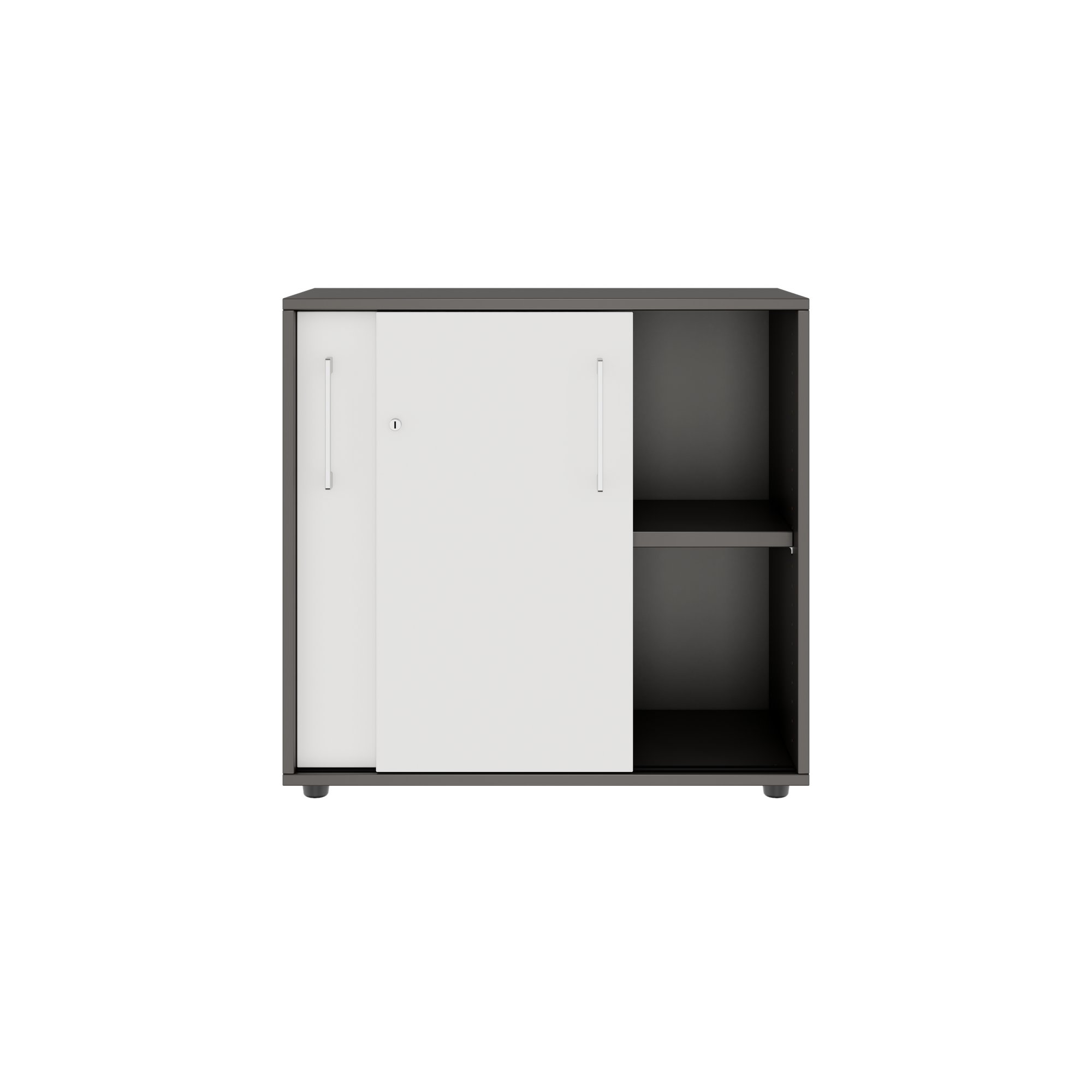 PRO Sliding door cabinet | 2 Oh, 800 - 1600 x 770 mm, graphite / white - 3 Main Image