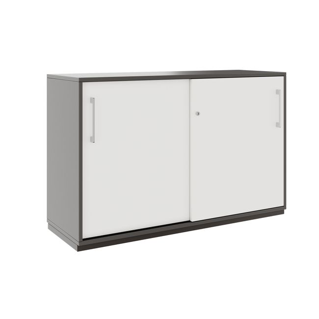 PRO Schiebetürenschrank | 2 OH, 800 - 1600 x 770 mm, Graphit / Weiß