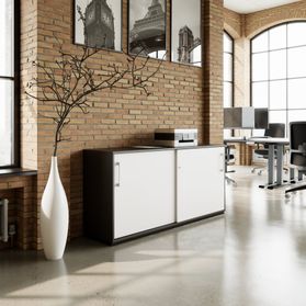 PRO Schiebetürenschrank | 2 OH, 800 - 1600 x 770 mm, Graphit / Weiß