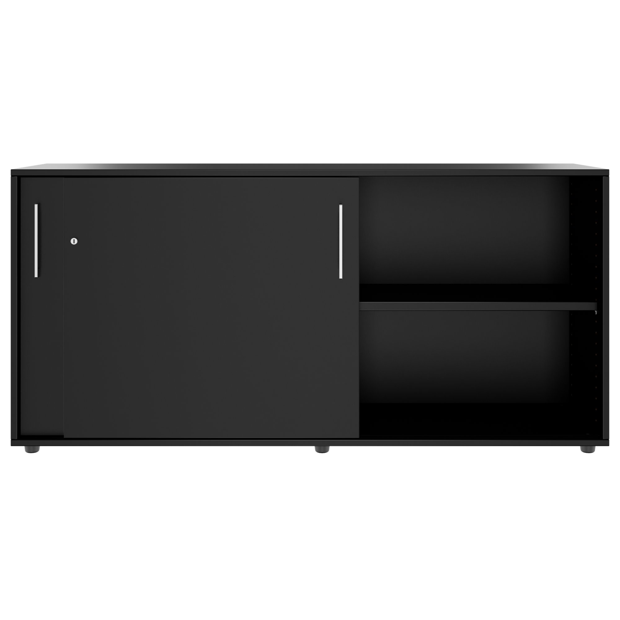 PRO sliding door wardrobe | 2 OH, 800 - 1600 x 770 mm, black - 3 Main Image