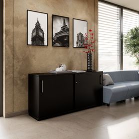 PRO Schiebetürenschrank | 2 OH, 800 - 1600 x 770 mm, Schwarz