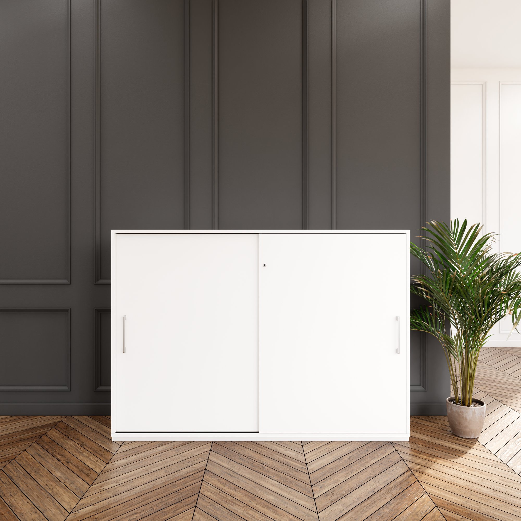 PRO Armoire de porte coulissante | 3 oh, 800 - 1600 x 1140 mm, blanc - 14 Main Image