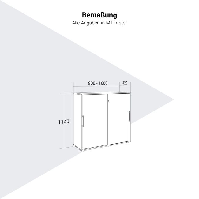 PRO Schiebetürenschrank | 3 OH, 800 - 1600 x 1140 mm, Grau