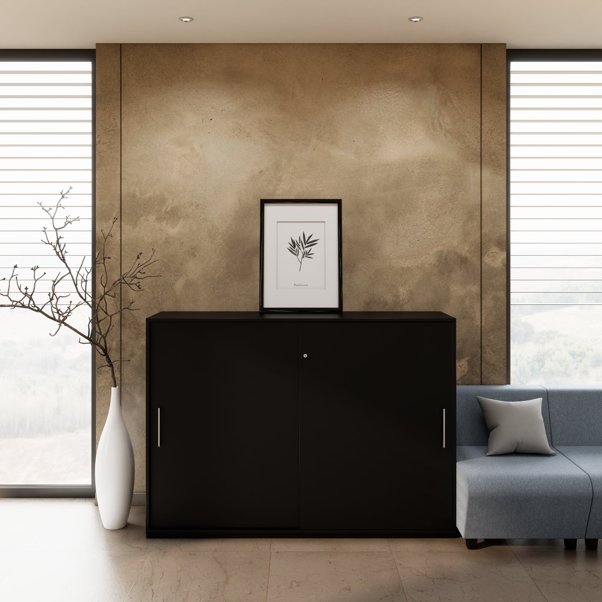 PRO Armoire de porte coulissante | 3 oh, 800 - 1600 x 1140 mm, noir - 14 Main Image
