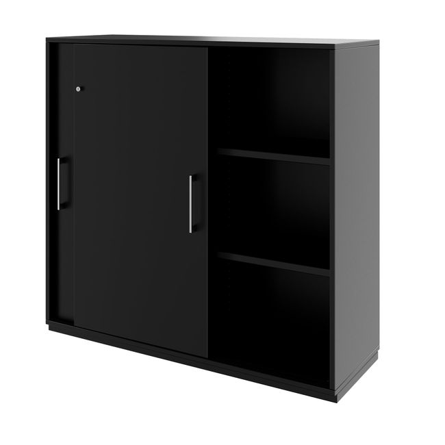 PRO Schiebetürenschrank | 3 OH, 800 - 1600 x 1140 mm, Schwarz