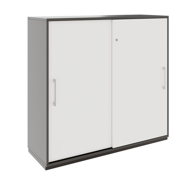 PRO Schiebetürenschrank | 3 OH, 800 - 1600 x 1140 mm, Graphit / Weiß