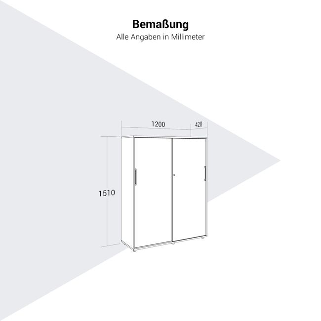 PRO Schiebetürenschrank | 4 OH, 1200 x 1510 mm, Grau PRO Schiebetürenschrank | 4 OH, 1200 x 1510 mm, Grau