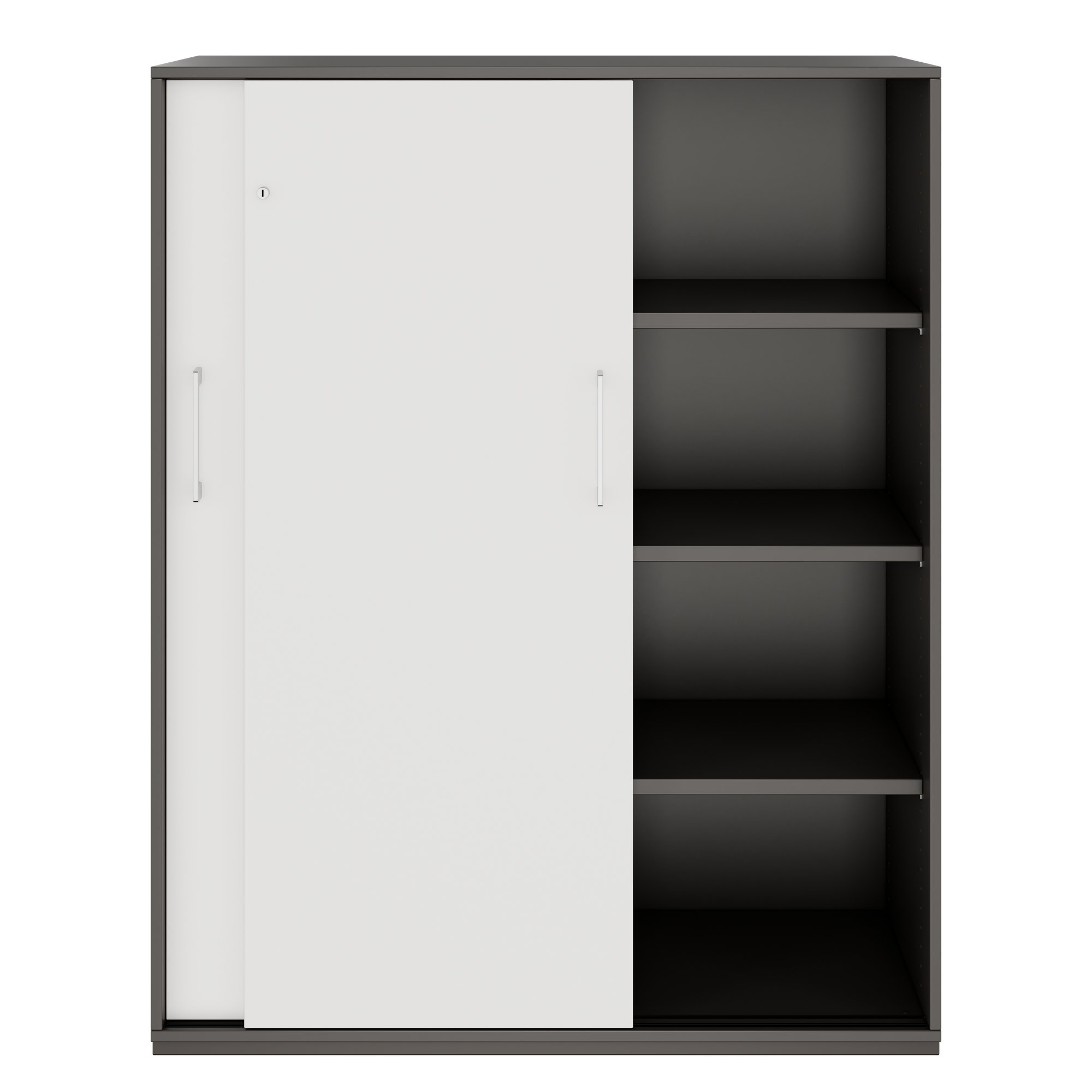 PRO Sliding door cabinet | 4 Oh, 1200 x 1510 mm, graphite / white - 3 Main Image