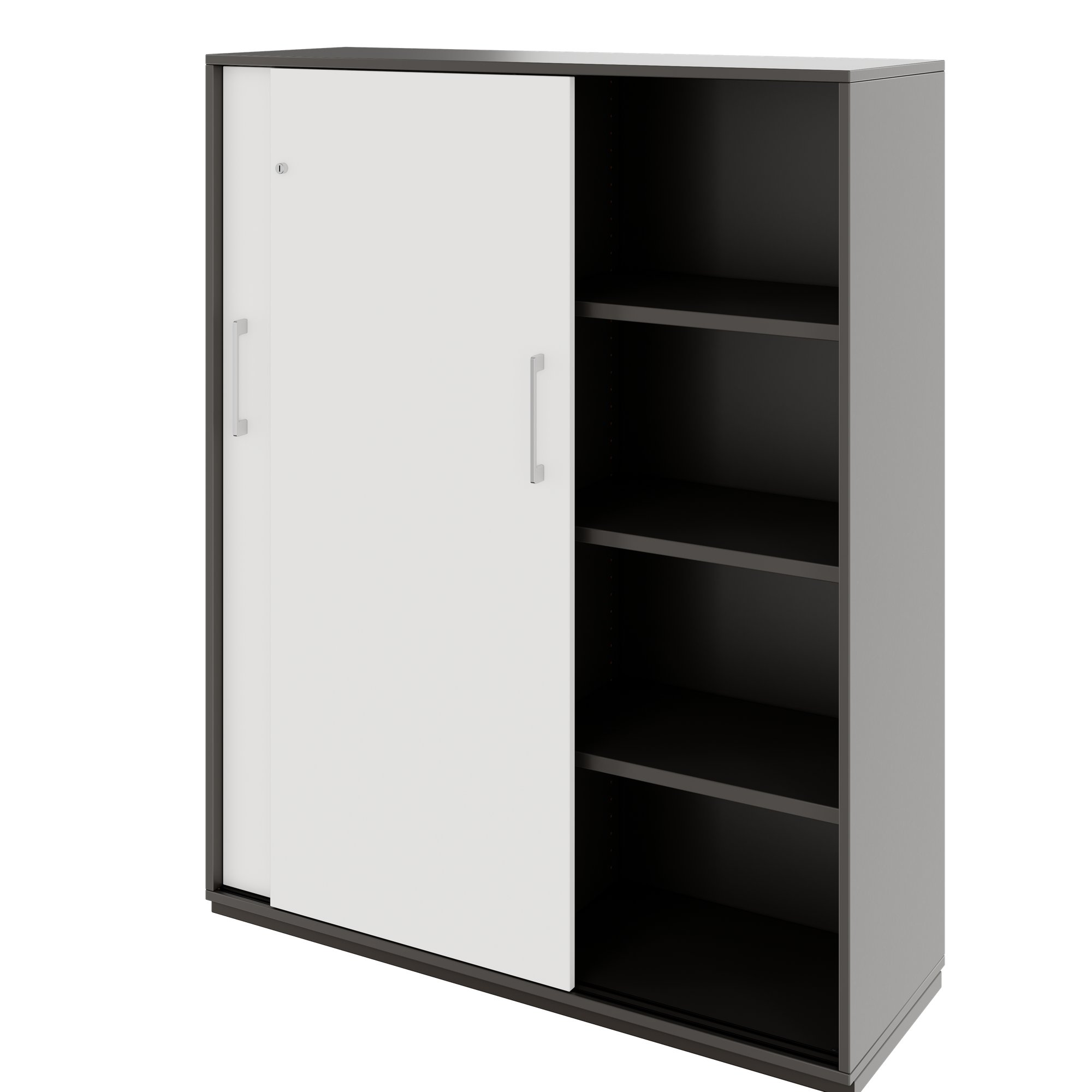 PRO Sliding door cabinet | 4 Oh, 1200 x 1510 mm, graphite / white - 4 Main Image