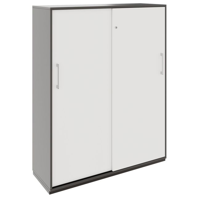 PRO Schiebetürenschrank | 4 OH, 1200 x 1510 mm, Graphit / Weiß PRO Schiebetürenschrank | 4 OH, 1200 x 1510 mm, Graphit / Weiß