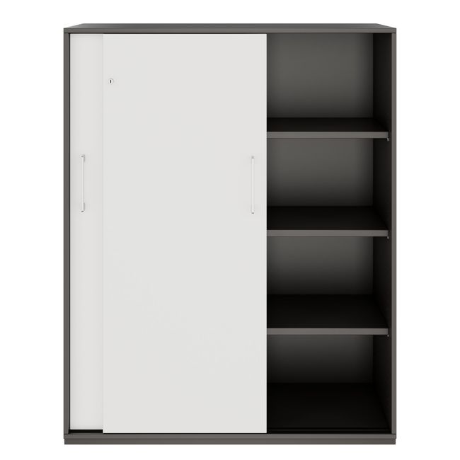PRO Schiebetürenschrank | 4 OH, 1200 x 1510 mm, Graphit / Weiß PRO Schiebetürenschrank | 4 OH, 1200 x 1510 mm, Graphit / Weiß